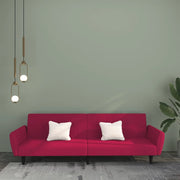 Divano Letto a 2 Posti Rosso Vino in Velluto 375862