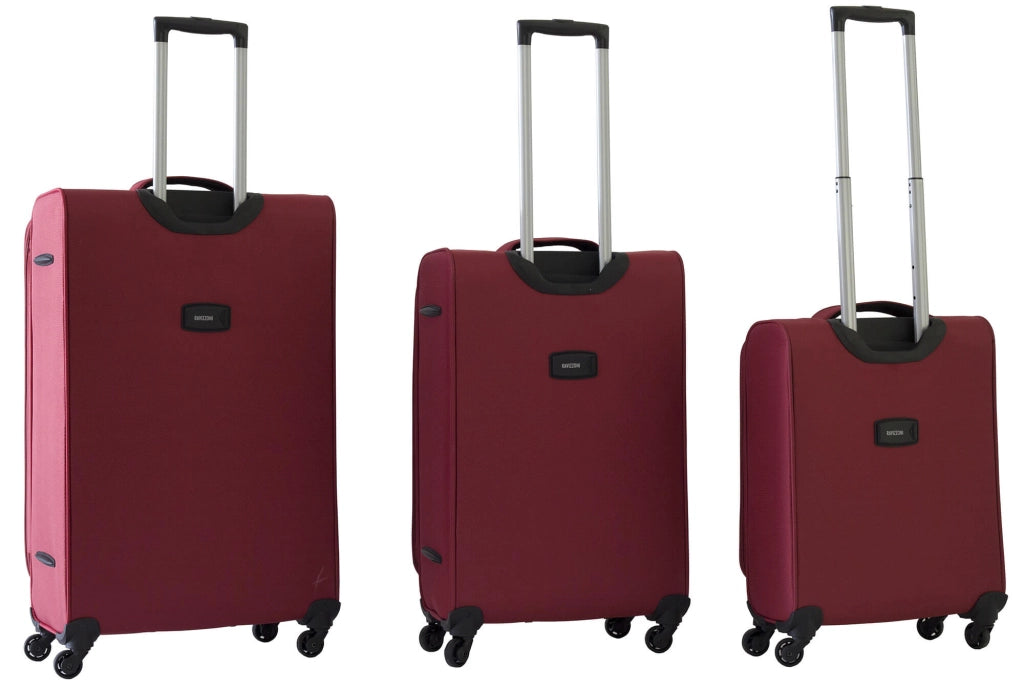 Set 3 Valigie Trolley Morbide in Poliestere 4 Ruote TSA Ravizzoni Gin Tonic Rosse