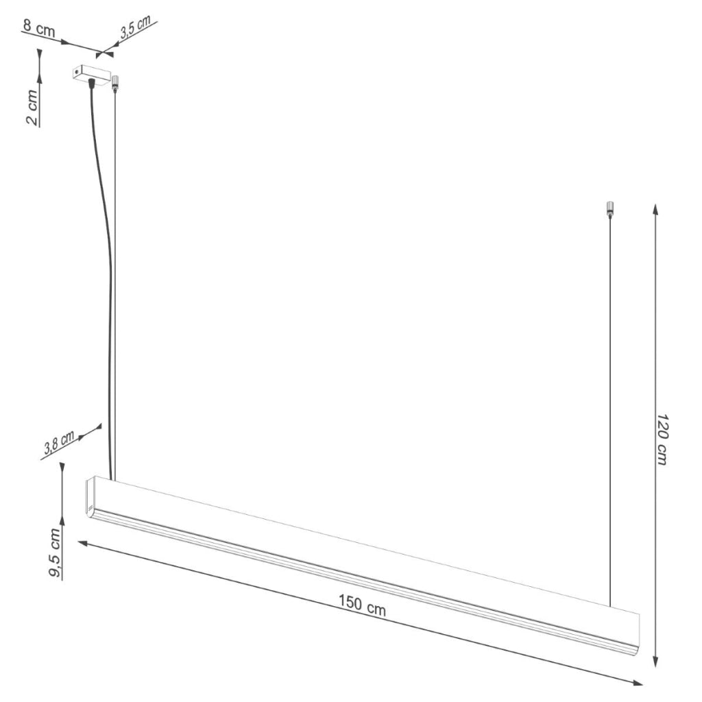 Lampada sospesa in legno 150cm LED 36W 4000K LYKKE Thoro