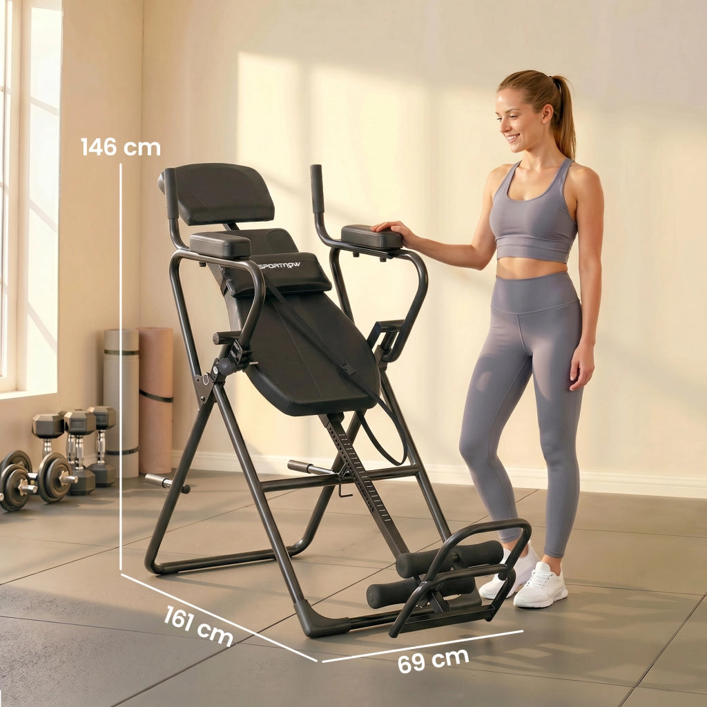 Tavolo Inversione 161x69x146 cm con Barre Flessioni Trazioni Tavolo di Inversione in Acciaio Q195 Nero