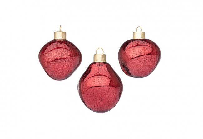 Confezione da 6 pendagli vetro Organic rosso D60 assortiti