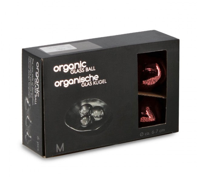 Confezione da 6 pendagli vetro Organic rosso D60 assortiti