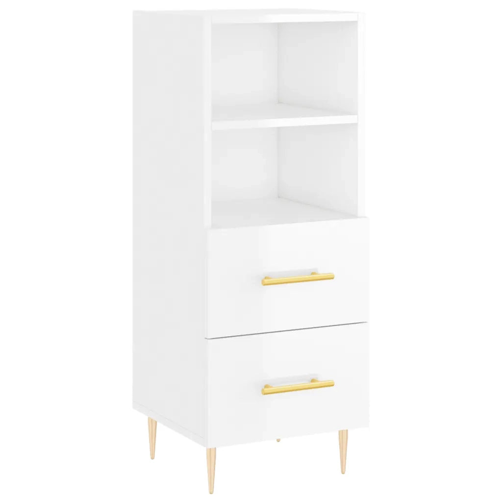Credenza-Buffet-Armadio da cucina Bianco Lucido 34,5x34x90 cm in Legno Multistrato 504607