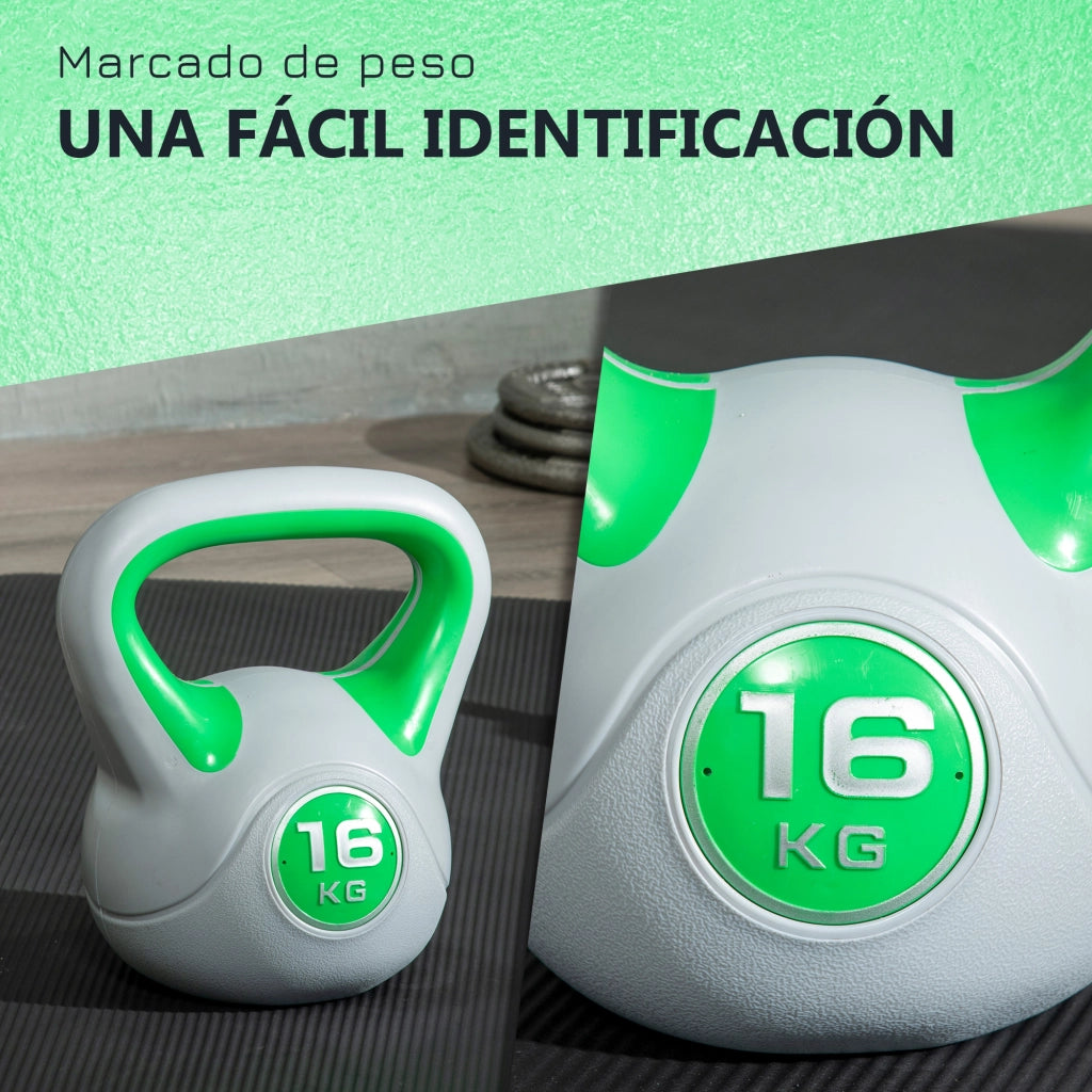 Kettlebell 16 kg Pesa Rusa ¨C zephmum ¨C Verde Grigio 27x17x31 cm
