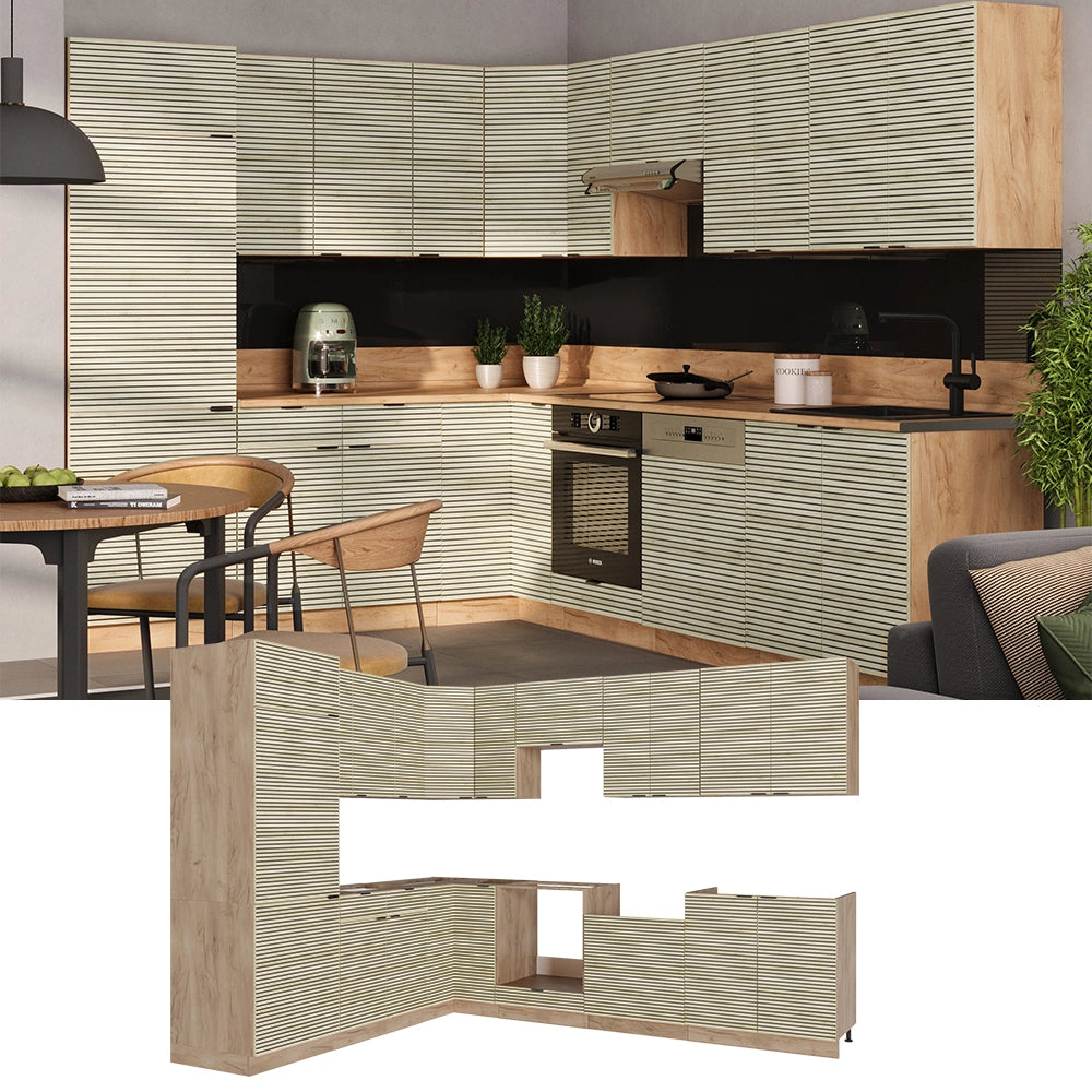 Cucina angolare completa Fame-Line Pannello in quercia/Rovere dorato 227 x 60 cm, PL Rovere Vicco