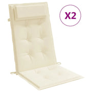 Cuscini per Sedia con Schienale Alto 2 pz | Cuscini per sedie Crema Tessuto Oxford