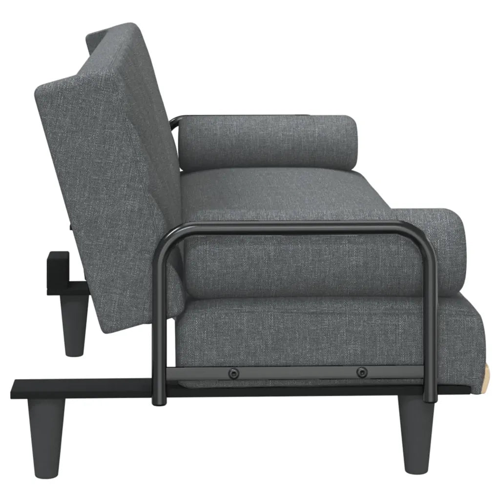 Divano Letto con Braccioli Grigio Scuro in Tessuto 351932