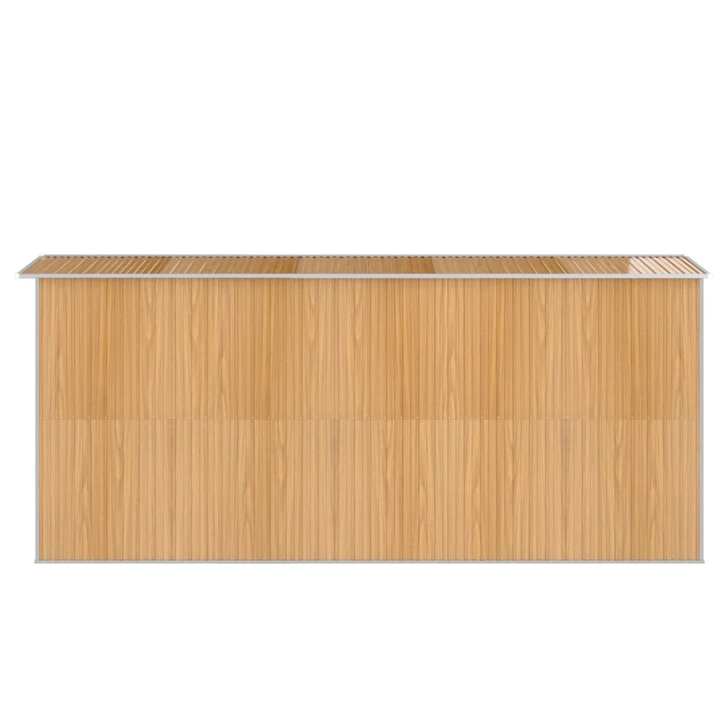 Casetta da giardino cabina ripostiglio capanno da esterno capanno per attrezzi robusta colore chiaro 192 x 440 x 223 cm acciaio zincato marrone 02_0022305