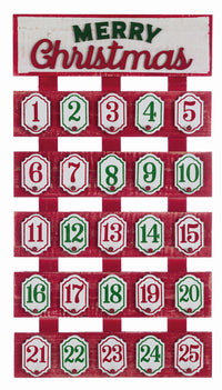 Calendario Avvento in Legno Natale Vintage Retro Rosso Shabby Chic Blanc Mariclo