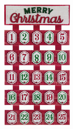 Calendario Avvento in Legno Natale Vintage Retro Rosso Shabby Chic Blanc Mariclo