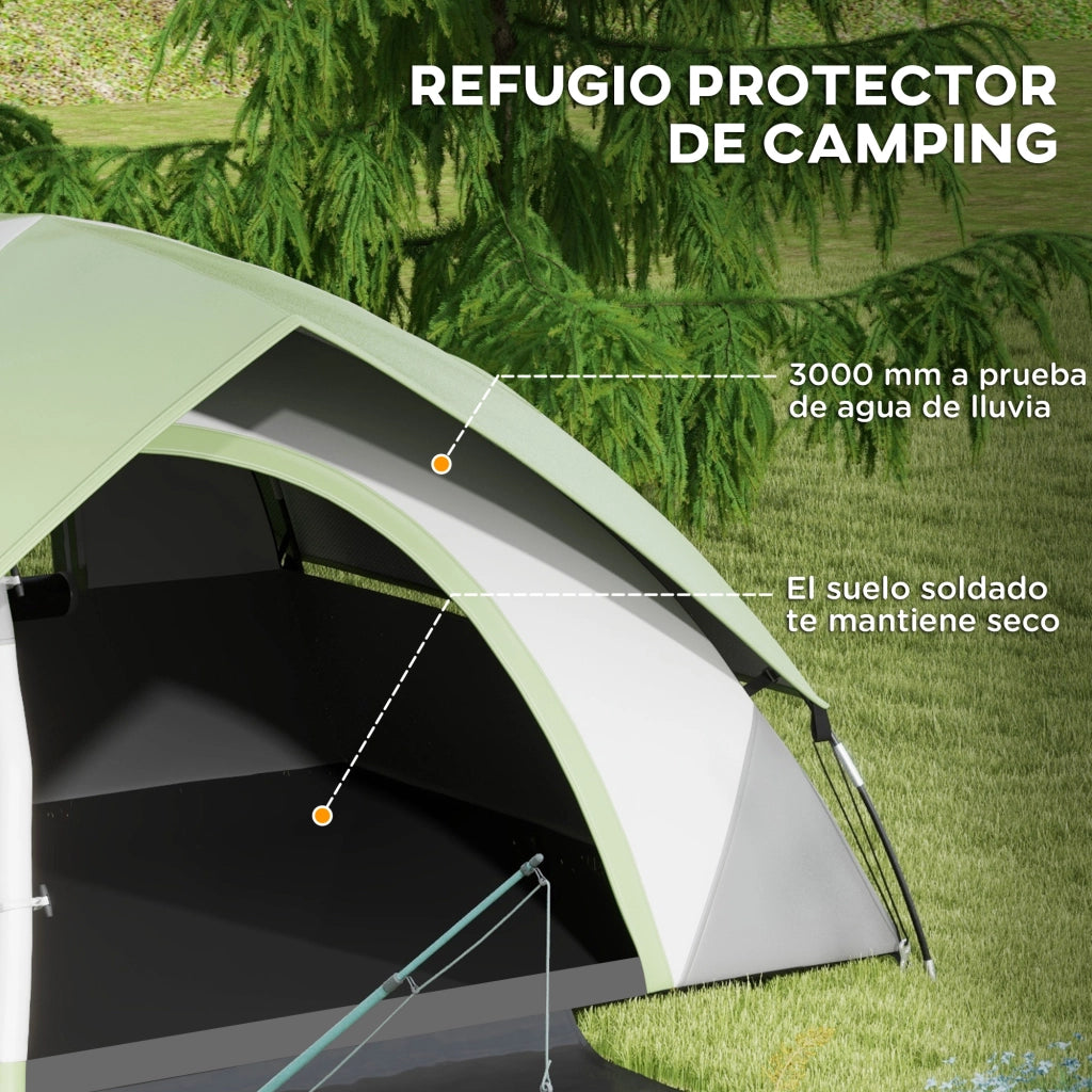 Tenda da Campeggio Pieghevole per 2 Persone ¨C zephmum ¨C 210x150x110 cm Grigio Verde