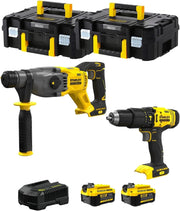 STANLEY FatMax Kit SVK201 (Tassellatore SFMCH900 + Trapano a Percussione SFMCD711 + 2 Batterie 4,0 Ah + Caricabatteria + 2 x TSTAK II)
