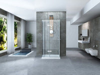 Box doccia Cristallo 8 MM frameless tre lati fisso piu' apertura doppio battente - Misura: 70 x 90 x 70 x h195