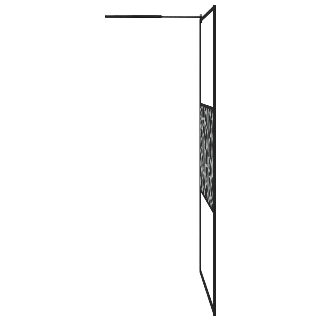 Parete Doccia Walk in 115x195 cm Vetro ESG e Design Pietre Nero 151883