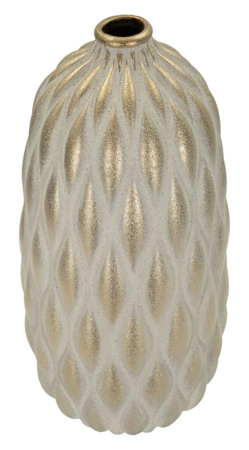 Vaso Pepitas Ø22x44 cm in Ceramica Grigio e Oro