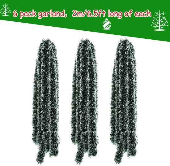 Decorazione di Natale a 12 metri - Slittino di plastica per alberi - 6 pezzi - Fil di cotone rosso - Decorazione di Natale per interni/esterni