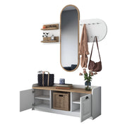 Crespino, Mobile da Ingresso Specchio Incluso, 120x40x45h cm Bianco