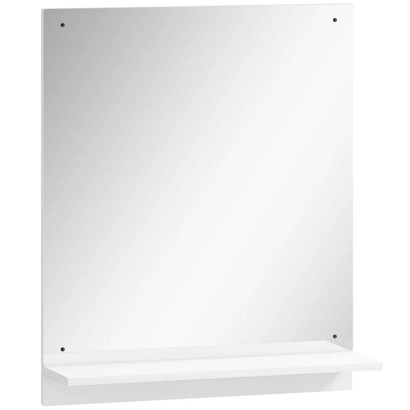 Specchio da bagno 50 x 60 cm, specchio da parete con mensola, specchio da bagno per ingresso, corridoio, bianco