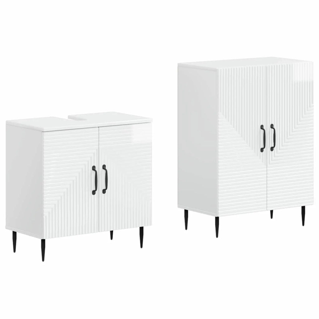 Set di Armadi da Bagno da 2 Pezzi HAARLEM Bianco Lucido 3417616