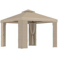 Gazebo da Giardino 3x3m con Zanzariera in Metallo Cachi