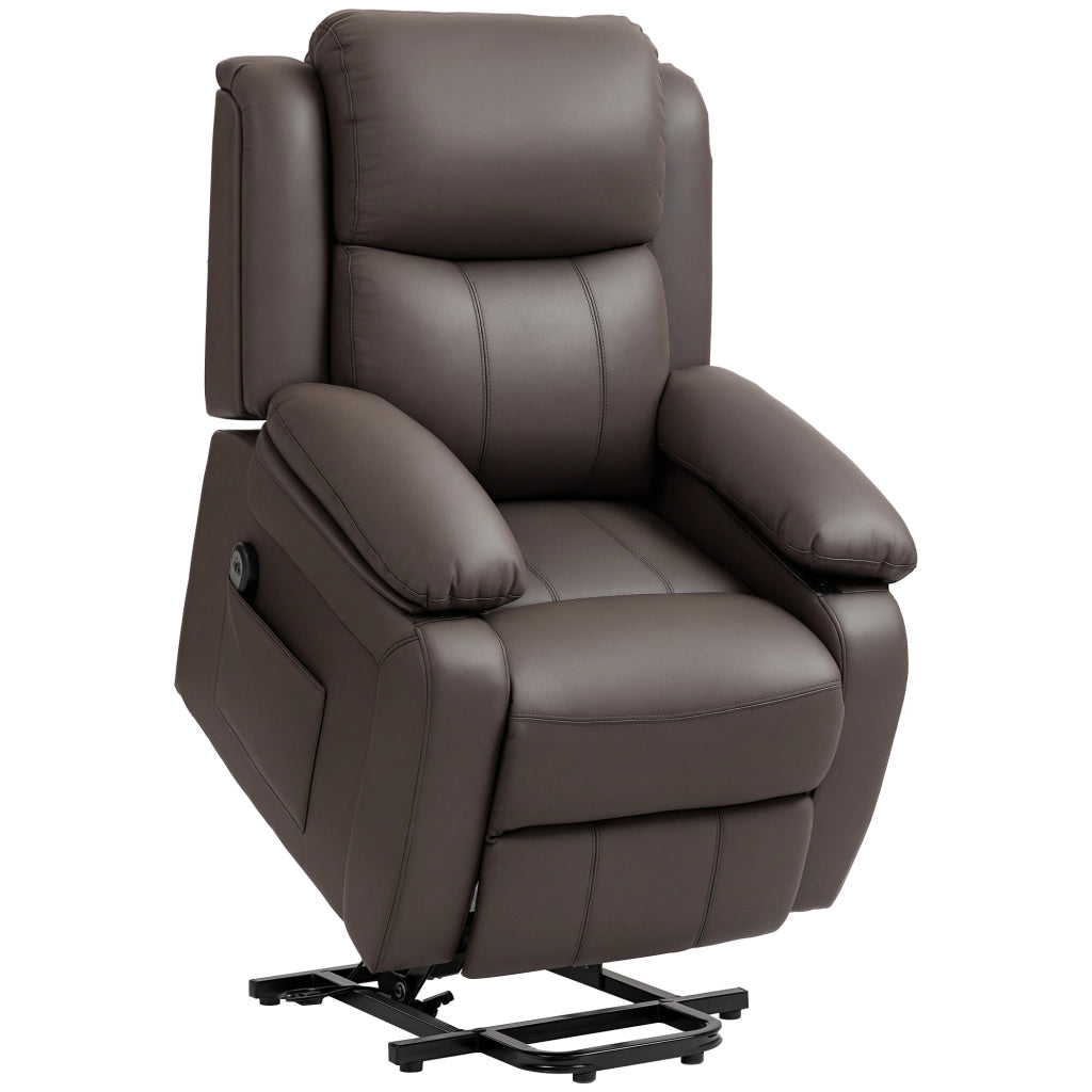 Poltrona reclinabile elettrica con poggiapiedi e telecomando ¨C zephmum ¨C marrone 76x90x105