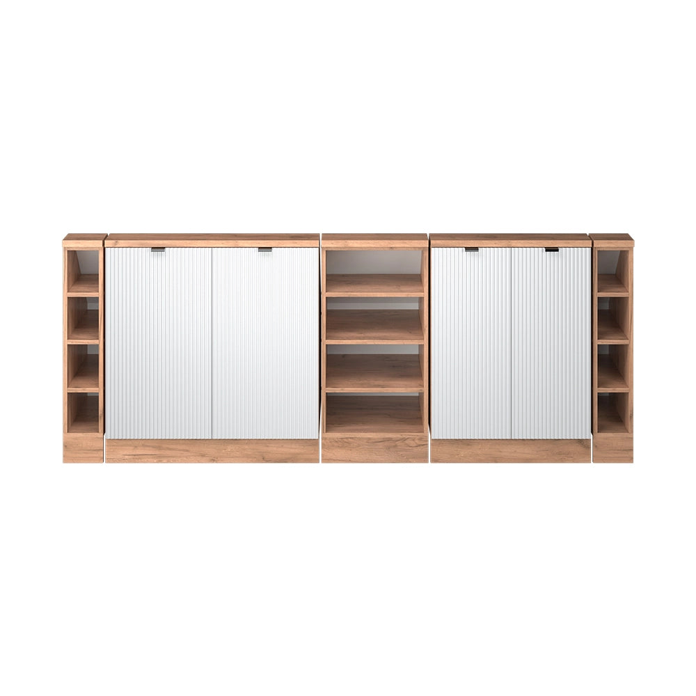 Set di mobili sottotetto Rion Ondulazione bianca/Rovere dorato 210 cm Set di 5 Vicco