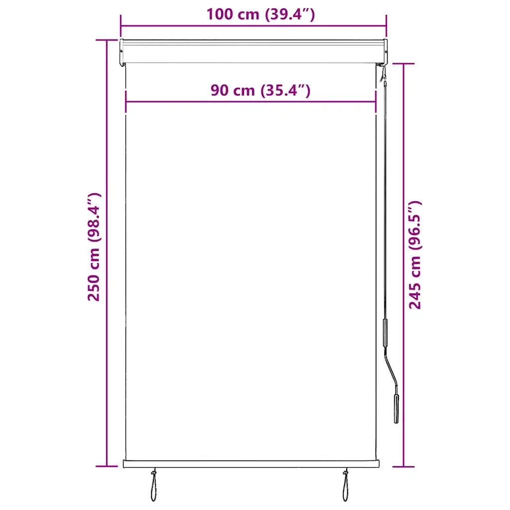 Tenda a rullo | Tenda avvolgibile per Esterni 100x250 cm Bianca e Arancione