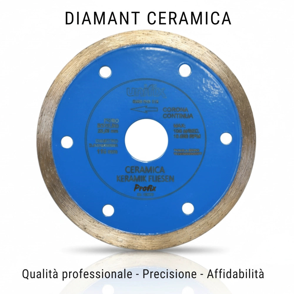 Disco diamantato ceramica per taglio preciso di piastrelle Ø 115 x 22,2 x 1,6 mm