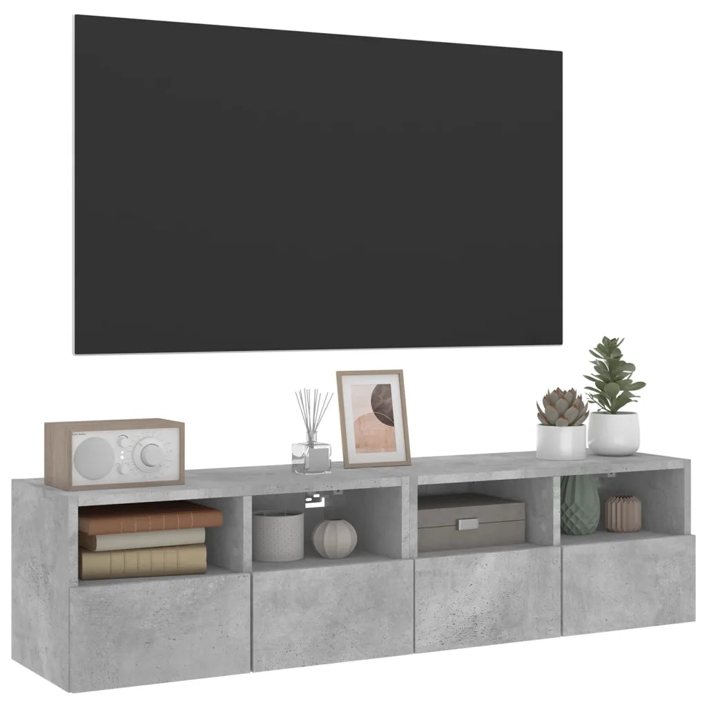 Mobili TV Muro 2pz | Armadietto TV | Mobile Porta TV Grigio Cemento 60x30x30 cm Legno Multistrato