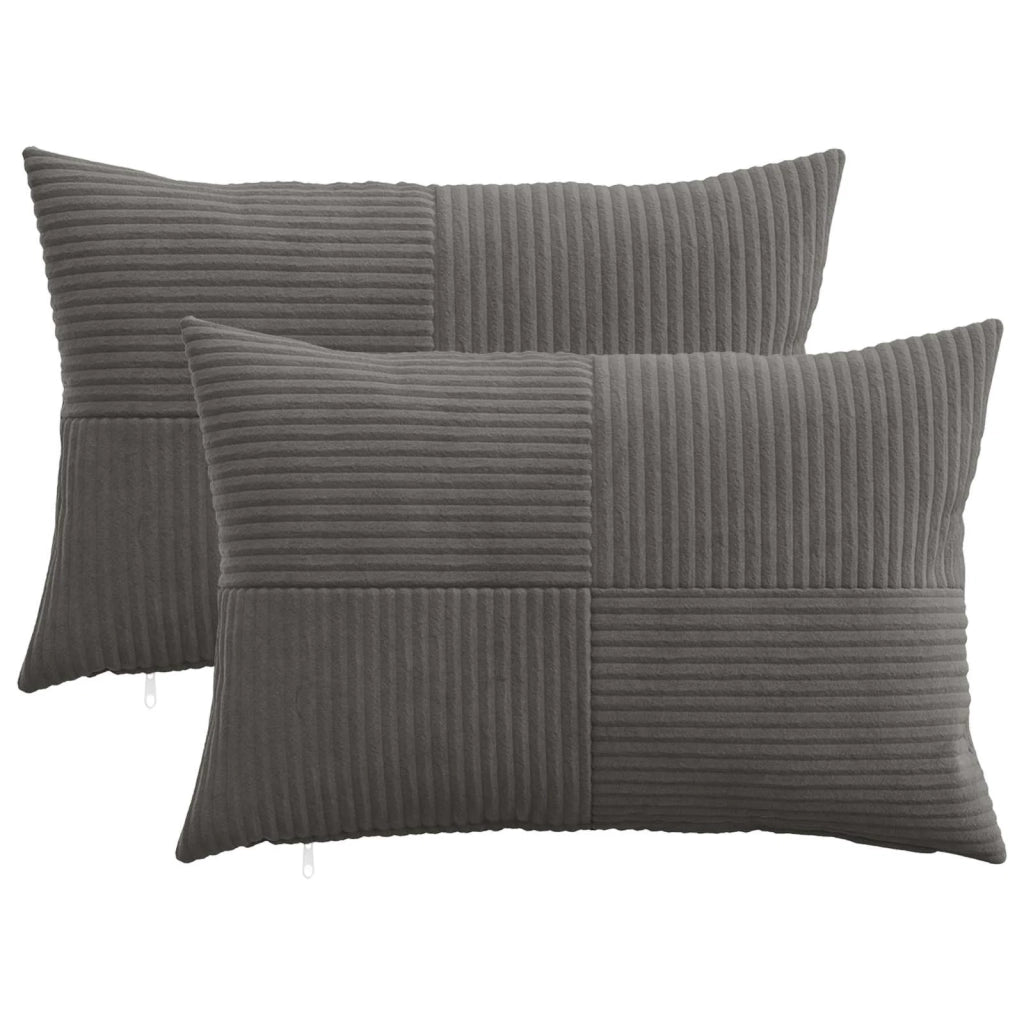 Federa 2 pcs ALMELO Grigio Scuro 50 x 75 cm corduroy 915111
