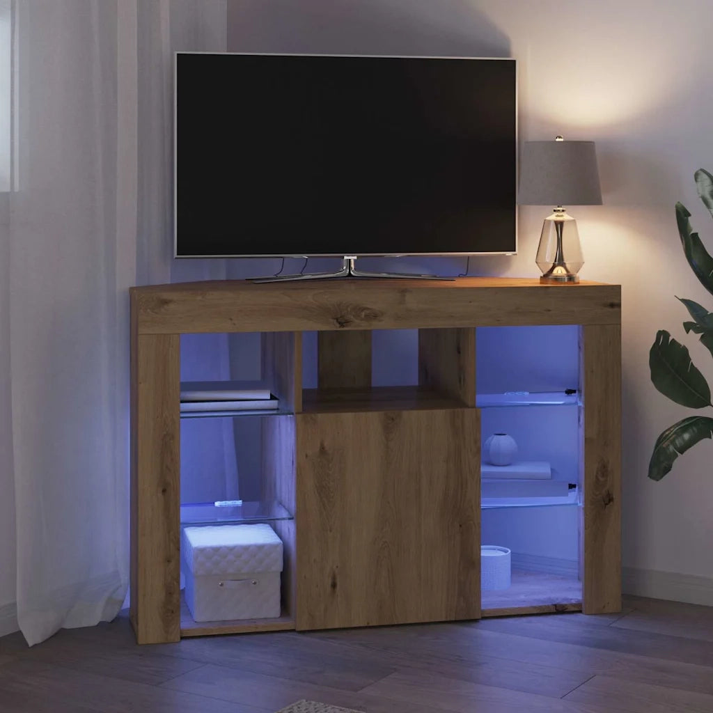 Mobile TV LED Angolare Rovere artigianale 100x40x68cm 889794