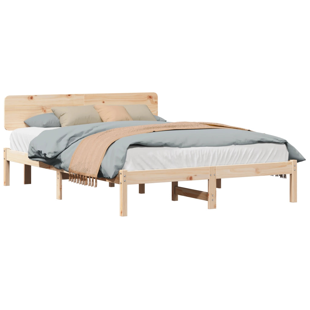 Struttura del letto con testiera 140x200 cm in legno massello di pino
