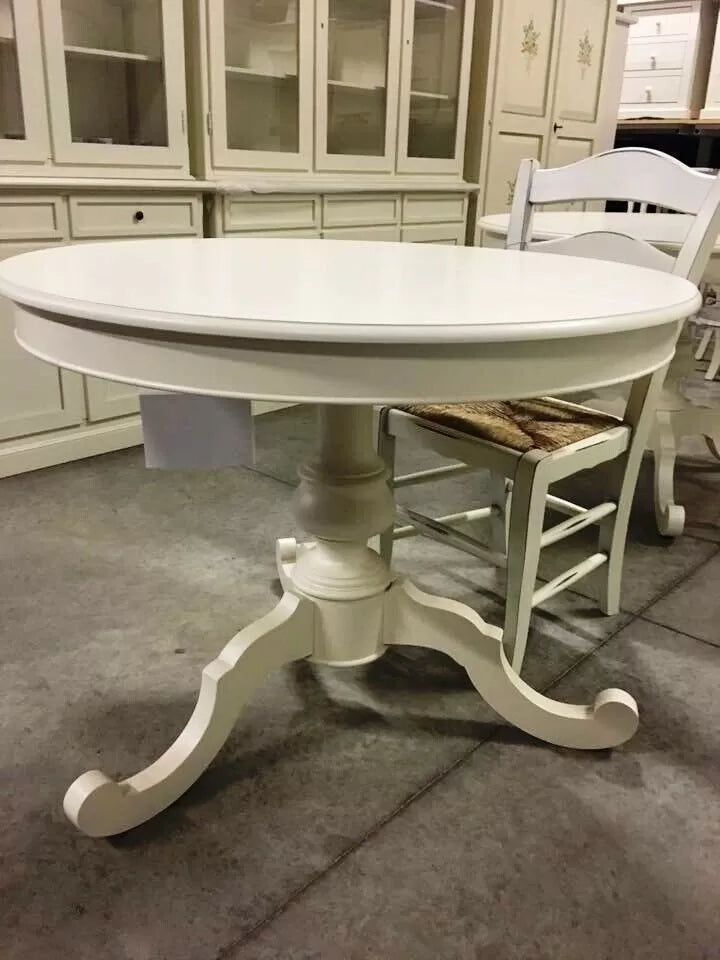 Tavolo rotondo allungabile legno grezzo diametro 100x100 h.80 - Mobili 2G