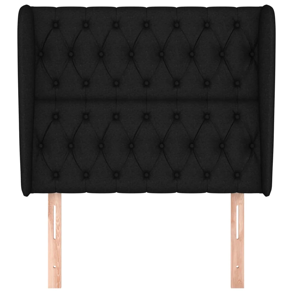 Testiera ad Orecchio Nera 93x23x118/128 cm in Tessuto 3118276