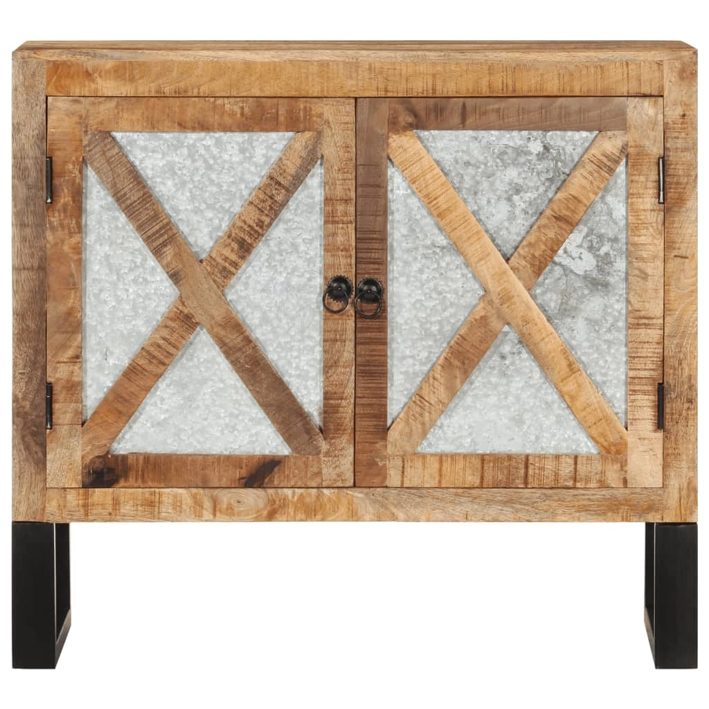 Buffet credenza cassettiera armadio mobile contenitore organizer per cucina soggiorno salotto 80 x 30 x 71 cm legno massello di mango grezzo e metallo marrone 02_0029654