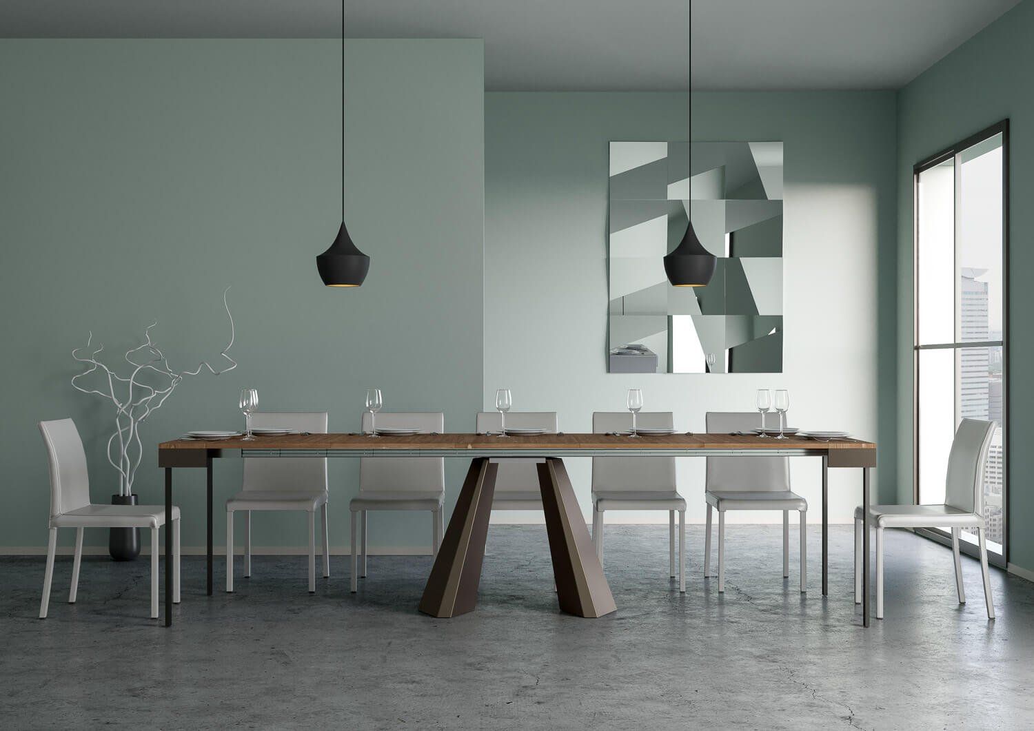 Consolle allungabile - DIAMANTE Bordo: Antracite, Dimensioni: 90x40/290, Colore: Abete Tinto