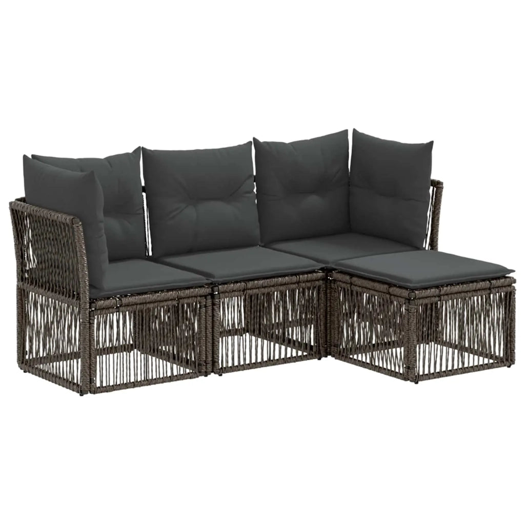 Set Divano da Giardino 4 pcs Grigio polyrattan 3434198