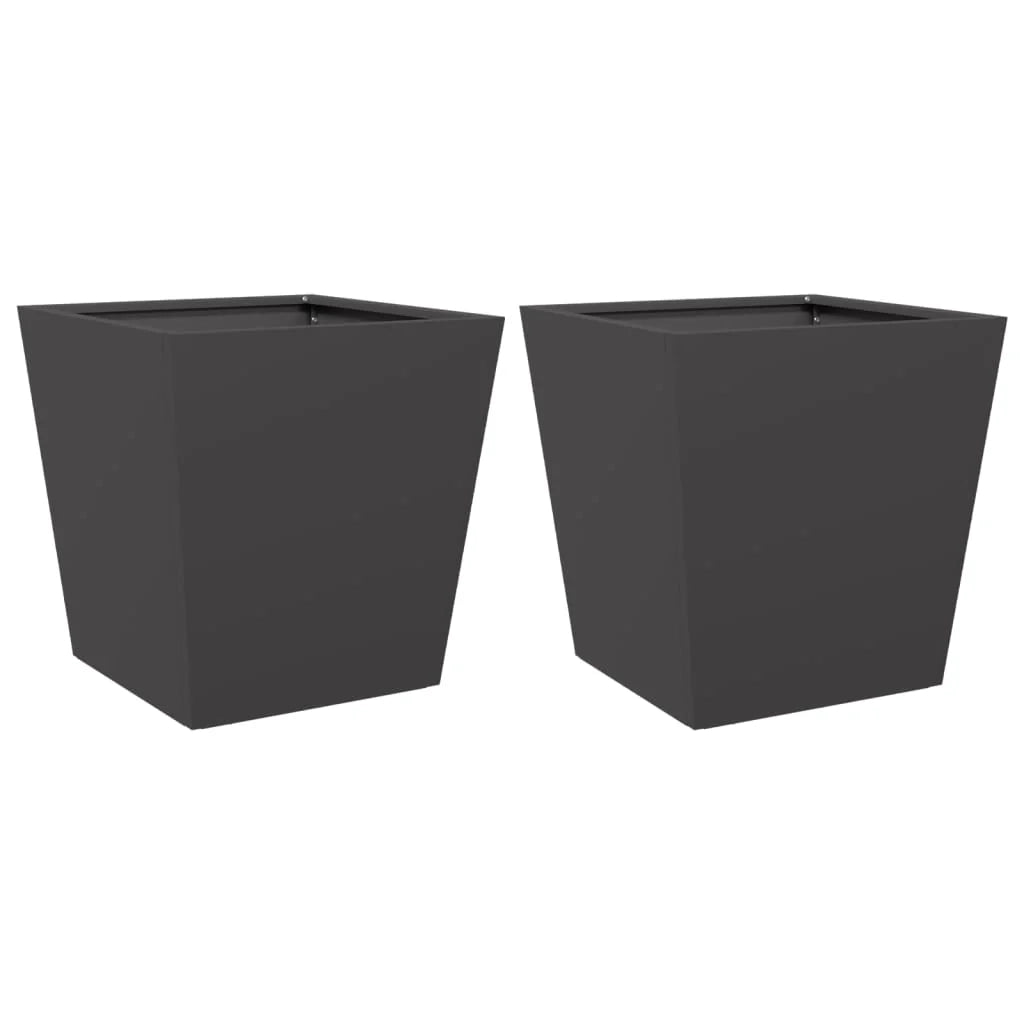 Vaso rialzato per fioriere piante fiori giardino terrazze set da 2 40 x 40 x 40 cm acciaio nero 02_0038952