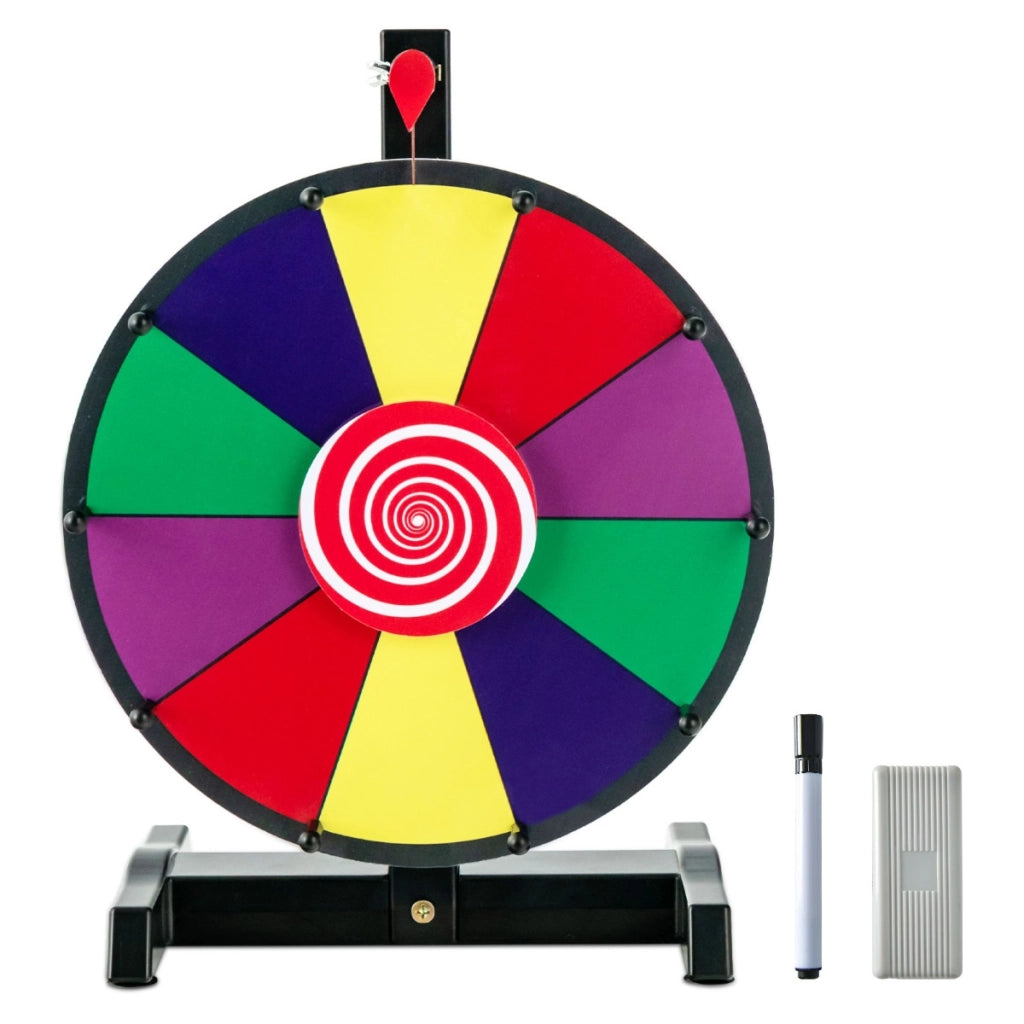 Ruota dei premi da tavolo con pennarello e cancellino, Ruota della fortuna personalizzabile 26x18x39,5cm-Stanza dei giochi