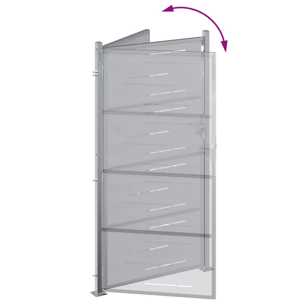 Cancello da giardino Argento 85 x 174 cm Acciaio inossidabile 3402585