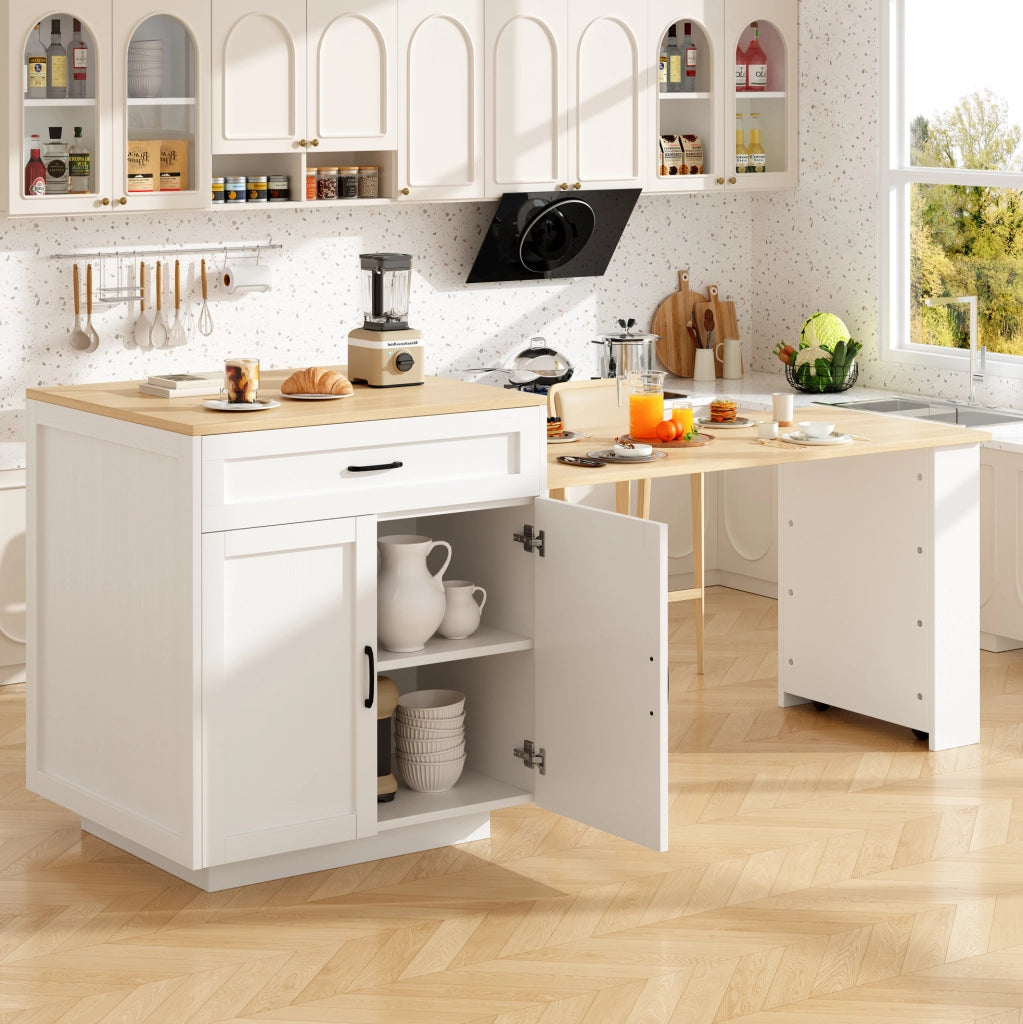 Tavolo bar allungabile 133x70x93.5 cm con contenitore in MDF bianco