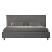BS COM Letto matrimoniale king size con rete imbottito 190x210 microfibra grigio