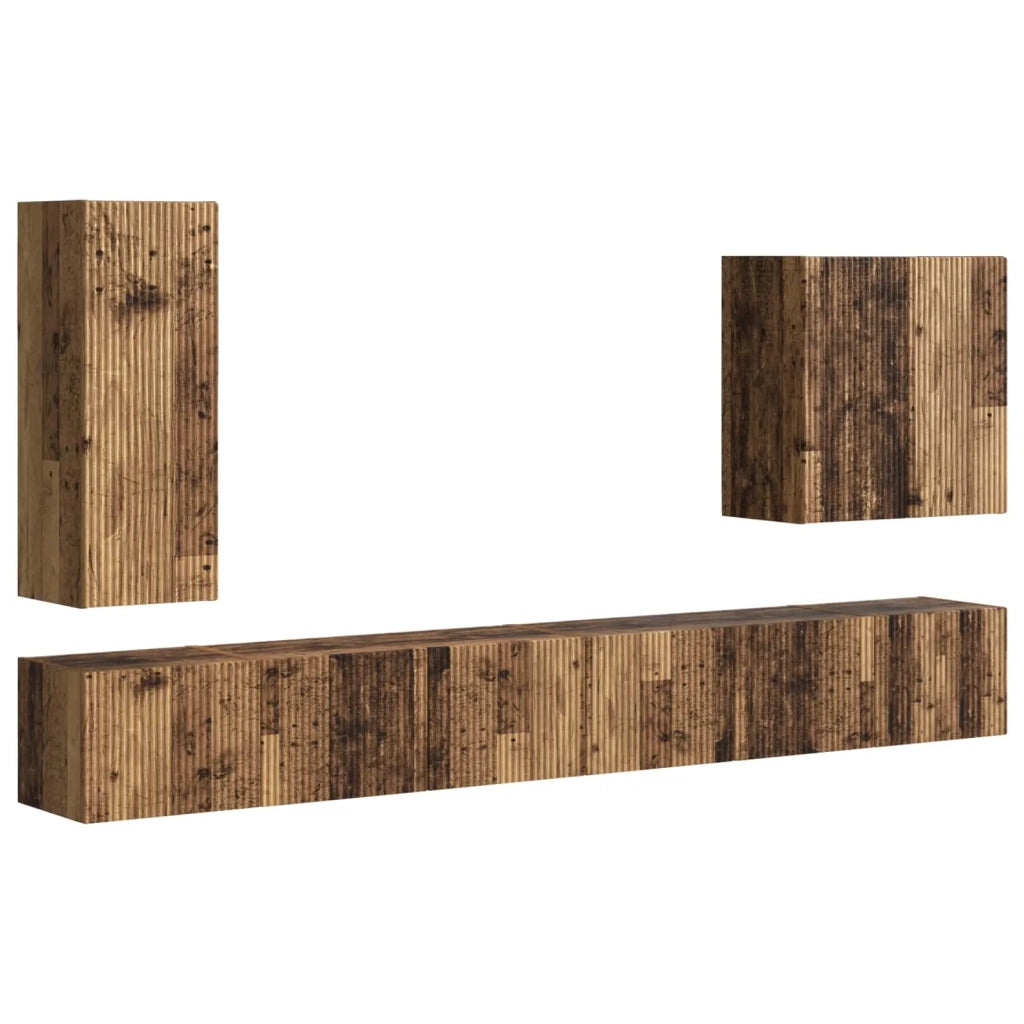 Set di Mobiletto da TV a Parete 6 pcs Legno vecchio