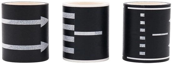 Tape per decorazione - 3 pezzi - rimovibile - segnalazioni stradali - decorazione DIY - carta sicura - traffico interattivo - decorativa - nastro adesivo