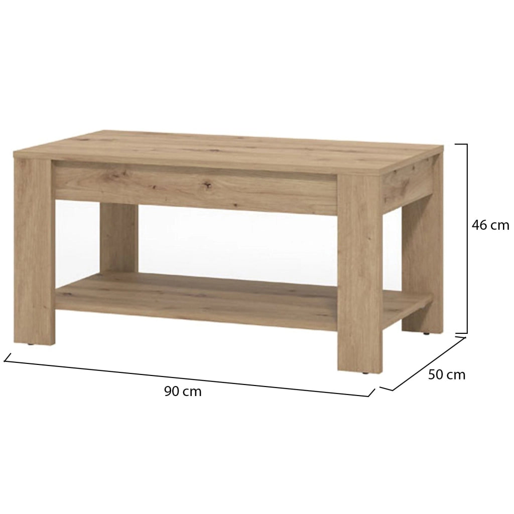 Signa, Tavolino da Salotto un Vano, 90x49.5x45.5h cm Marrone Rovere Nodi