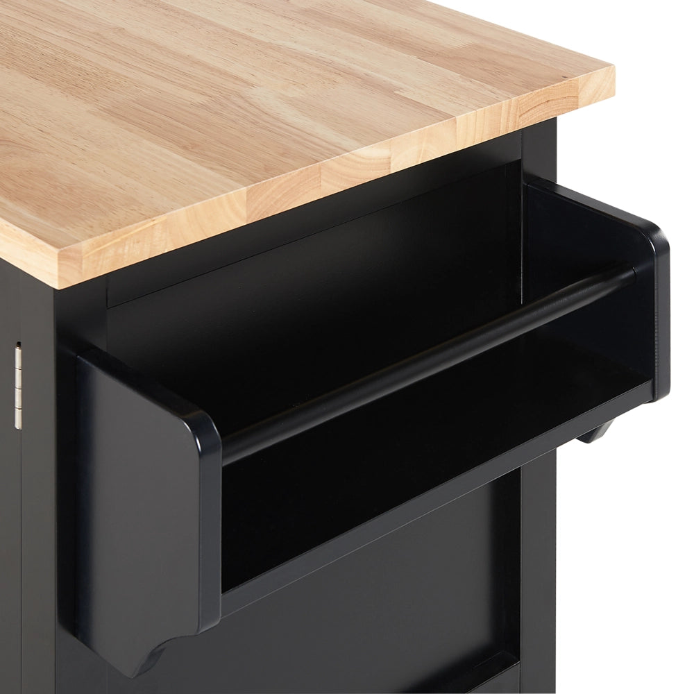 Carrello da cucina in MDF Nero in legno chiaro con ripiano per armadietto scandinavo