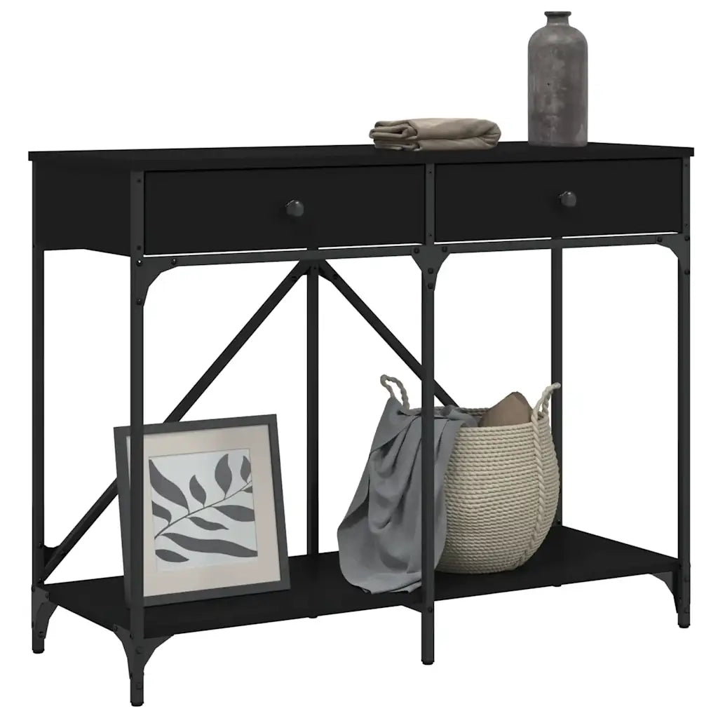 Tavolino Consolle | Tavolo d'Ingresso Nero 100x39x78,5 cm in Legno Multistrato