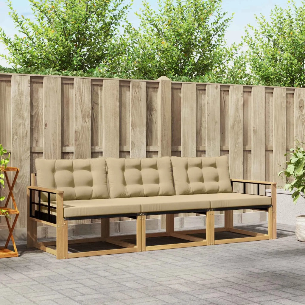 Set di divani da esterno con cuscino 3 pcs Bianco e Beige