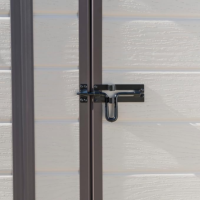 Keter Casetta da Giardino Manor Pent 6x6, Finitura Effetto Legno Graffiato, Beige, 183,5x185x200H Cm