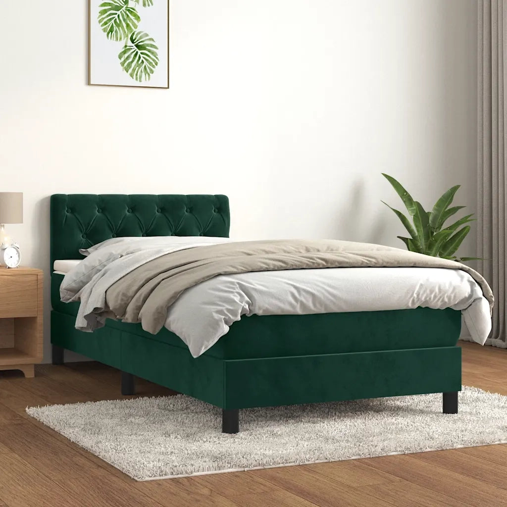 Giroletto a Molle con Materasso Verde Scuro 80x200 cm Vellutocod mxl 123584
